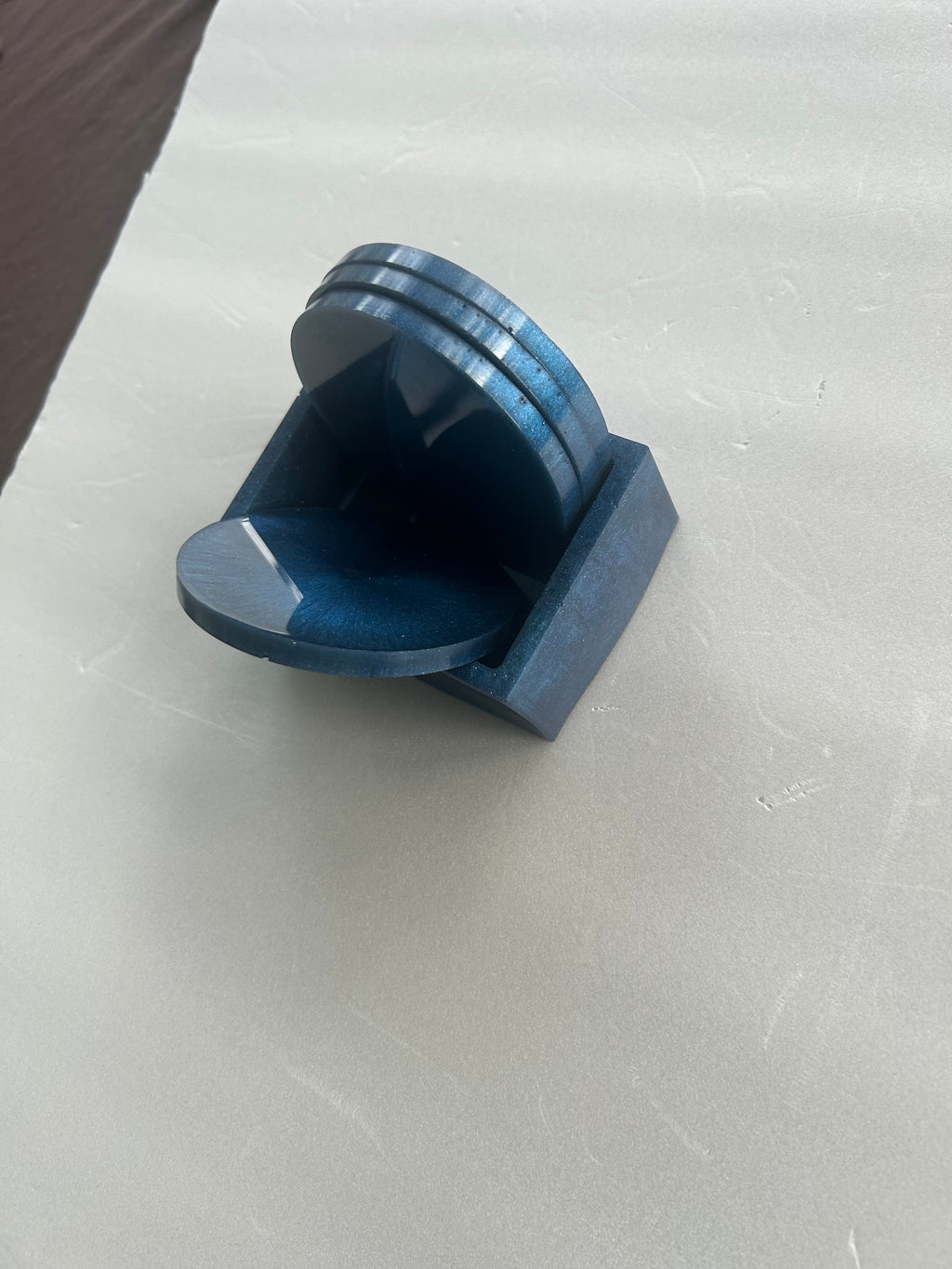 Blue Ink Flow Coaster & Holder