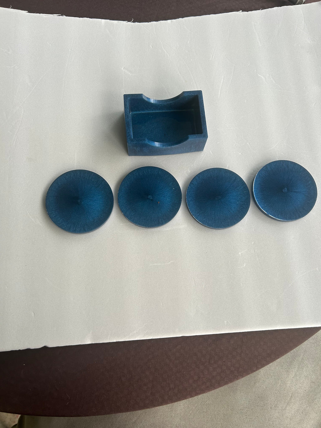 Blue Ink Flow Coaster & Holder