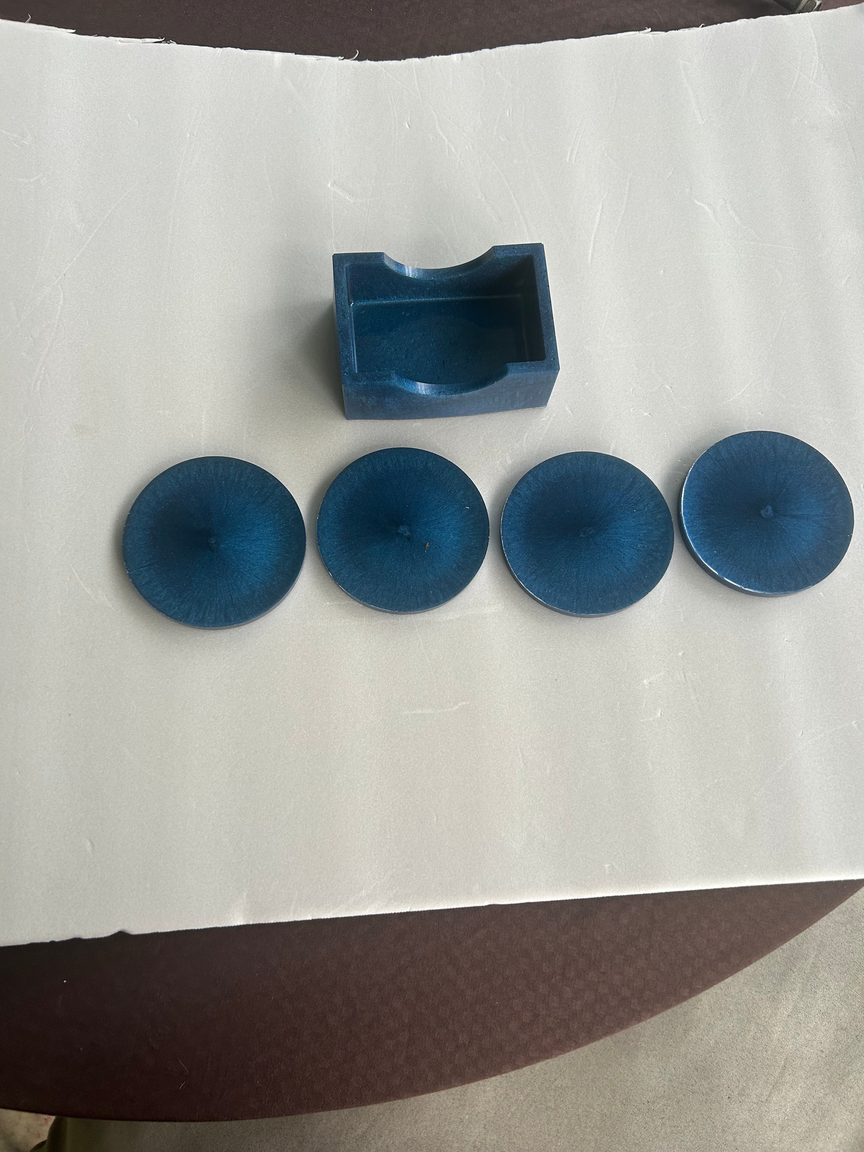 Blue Ink Flow Coaster & Holder