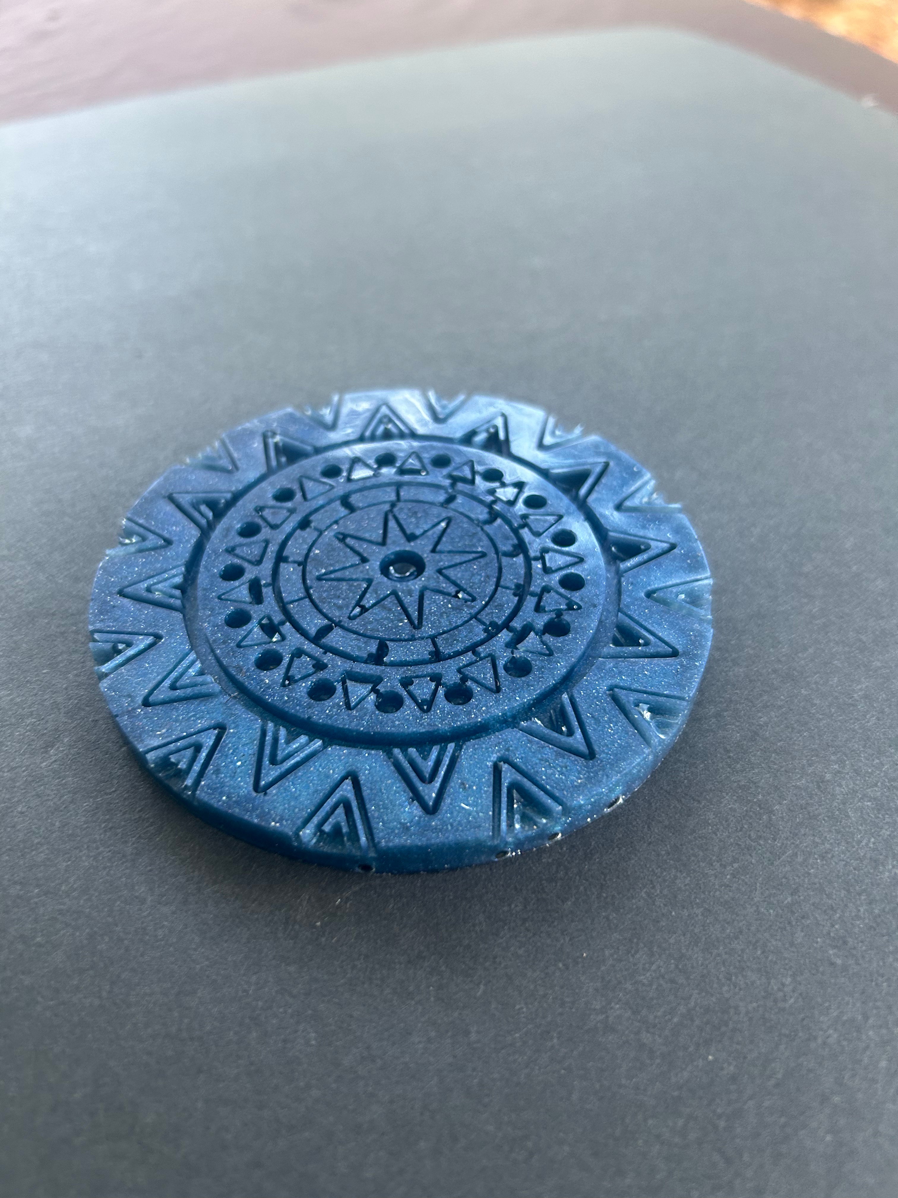 Blue Ink Flow Mandala Coaster