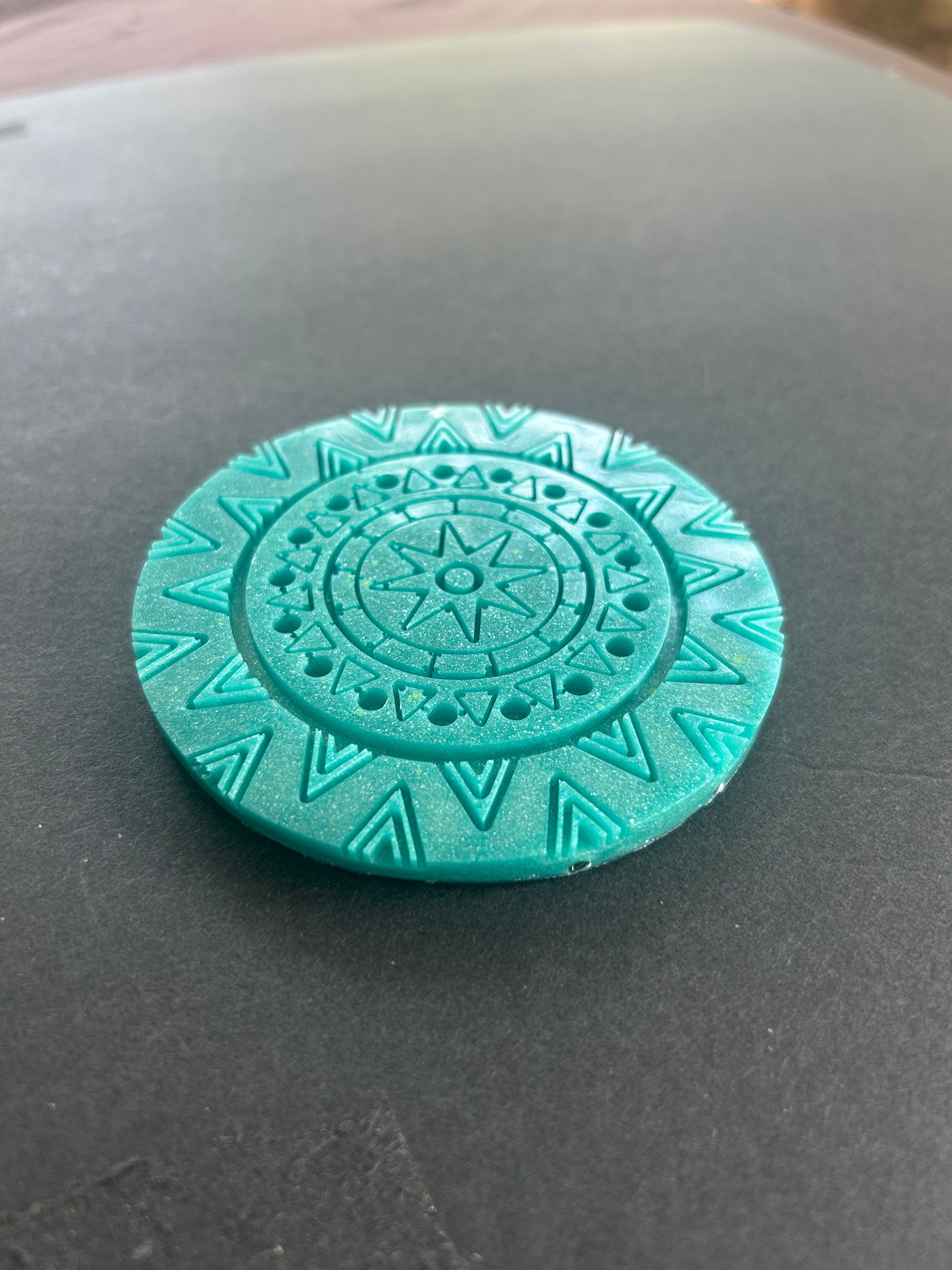 Experimental Green Mandala Coaster