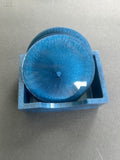 Blue Ink Flow Coaster & Holder