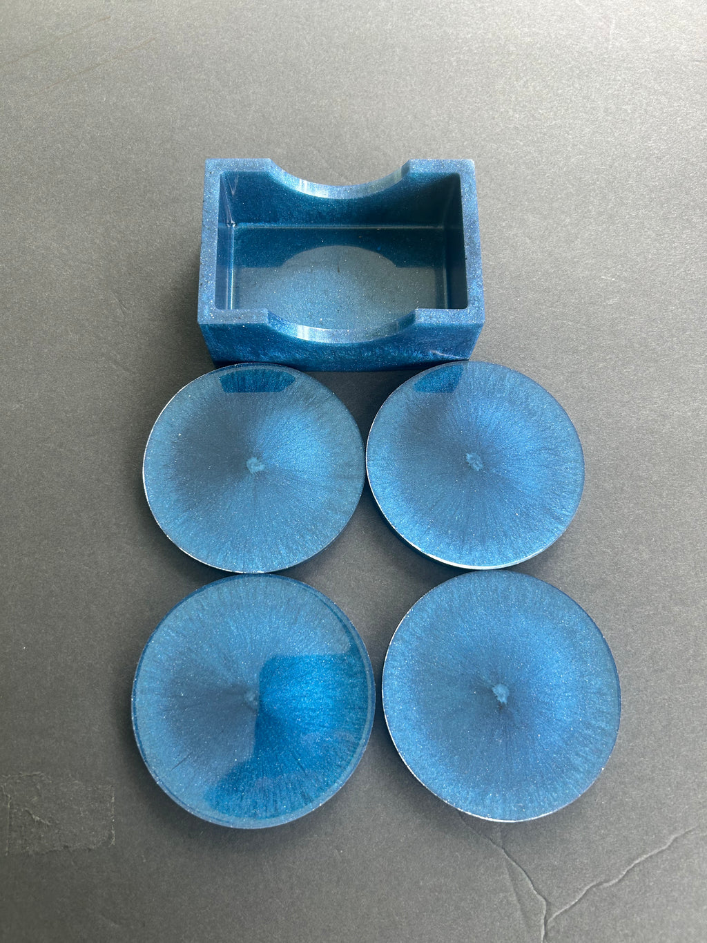 Blue Ink Flow Coaster & Holder